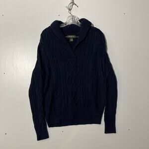 Eddie Bauer Cable Knit Chunky Collar Cozy Blue Sweater Casual Women’s Size Large